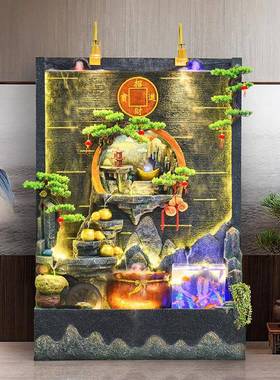 大中式山水幕流墙水假屏风隔断景观客厅庭院公司开业送礼OCK装型