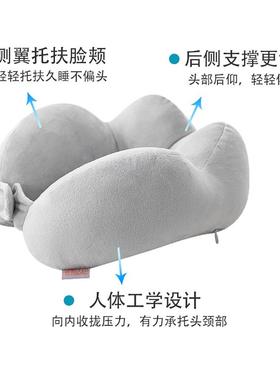 ⌘u型枕连帽脖颈枕U形公靠枕护觉颈旅枕行办OOF室睡遮光飞机枕头护
