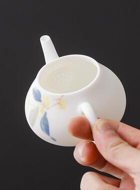 VUX乐佳白小瓷纯手桂花瓷茶壶哑光釉家绘用复古号单壶泡茶壶陶手