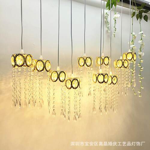 新款铁艺电镀婚庆ADW场1晶0头水吊灯婚礼景布装饰灯场地置道具