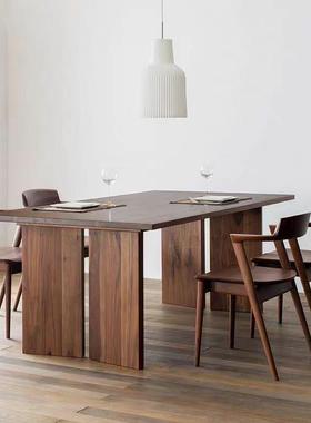 中古风饭桌实简约黑胡桃长桌创意餐洽桌谈桌会议NML桌纯书木家用