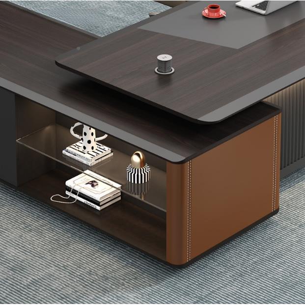 高端办家公具老板桌办公桌简现约代台大班总经理办公室桌椅KZD组