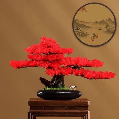 仿真绿植物新中式迎客松盆景假树罗汉松客厅造景室内盆载装饰摆件
