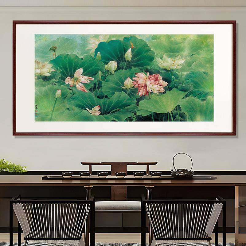 荷花GH2418客厅装饰画道茶室书房餐过厅挂画新中式国风沙发景水墨,家居饰品,现代装饰画,淘宝优惠券,粉丝福利购,淘宝优惠卷