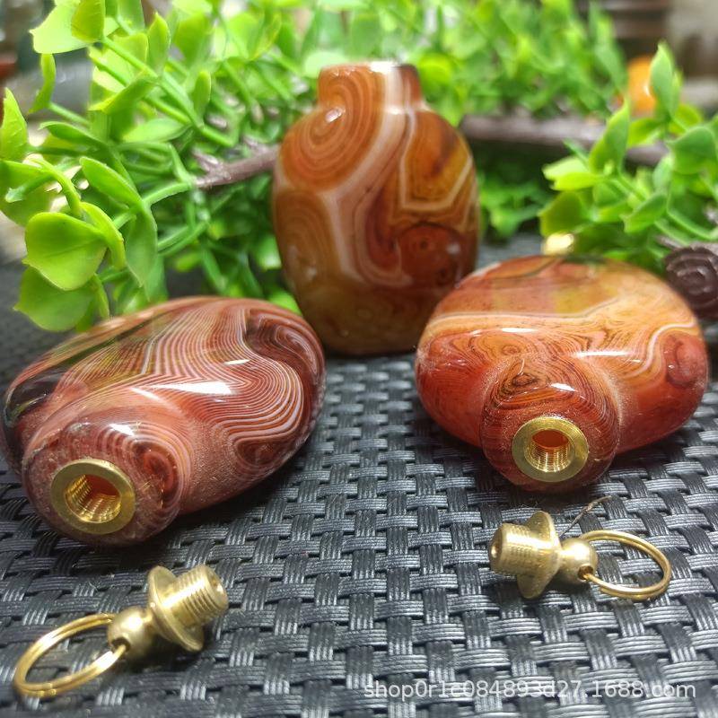 巴MKX西缠玩丝烟玛瑙鼻烟壶男士文摆花纹色玛瑙红黄色玉髓玛瑙鼻