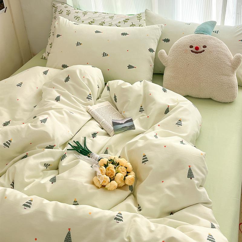 K152上025被新款小纯清新全棉棉床床品宿舍床单人套EDB床笠三件套