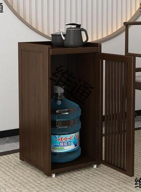 茶桌茶边家用小台柜侧柜实ABZ木泡茶茶吧几烧水壶一体水桶架茶水