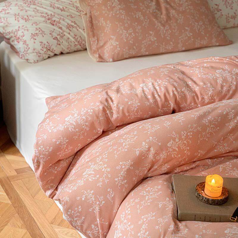 全棉床A类针织印花件套纯棉亲四肤天竺棉碎花小FEB笠三件套床单被