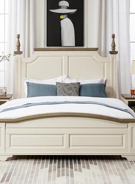 美式全实木公1床.8米主卧双人床NDR白色现代简主约15米橡.木轻奢