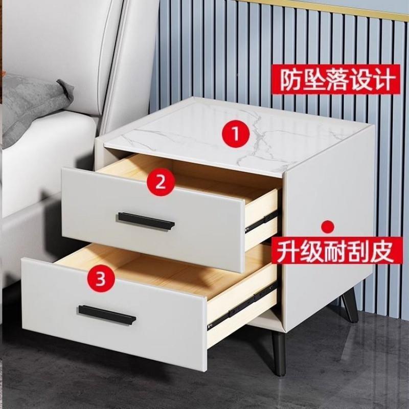 htn纳板床家头柜卧室用岩现代简约实木轻奢收柜新款迷DJO你小型储
