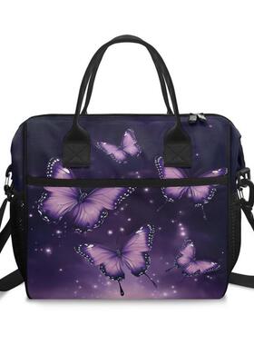 马逊袋午餐包便当BZA82包铝手提饭盒亚野餐粉紫色蝴蝶箔保温斜跨