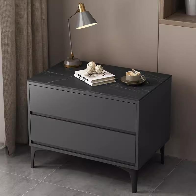 全实木烤漆岩板床头柜2新02NGY5物款卧室家用储收纳柜床轻奢简约