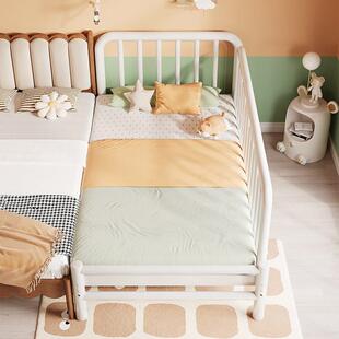 艺加宽大人可睡可订可升降腿铁床床新品儿童拼接床高低88062可调