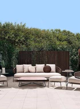 户外沙发别墅庭院花防水防椅晒园藤编沙发合阳组79165台休闲藤双