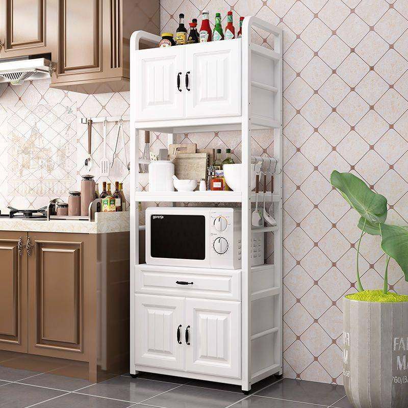 厨房置物架XYIQQGQR落地柜多层用放微波炉烤箱子带门储物柜碗碟家,厨房/烹饪用具,抹布架/厨房清洁收纳架,淘宝优惠券,粉丝福利购,淘宝优惠卷
