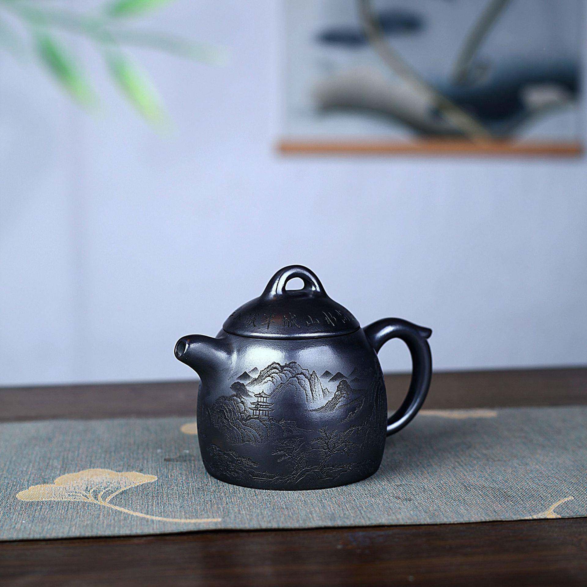 秦宜兴紫壶砂原矿石黄山水权精匠心CLQ手制美紫砂茶壶产地直销