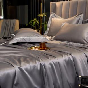 9WOR轻奢025新款 黑色冰丝单单件单品15m床1.8 .潮真丝床笠夏QHM2季