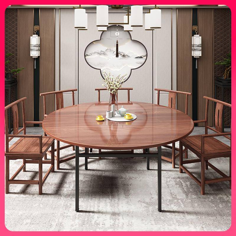 G3Y可折叠桌家餐桌实木大圆桌面板XQJ用桌子10人N吃饭园台面商用