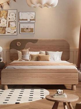 实木儿童床DIK男孩约日式简米一二米床卡通女孩公纯主床单人床