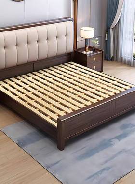 新中式实木床NFN双1.8储x米2米物床1.5燕尾榫人满铺榫卯加厚简约