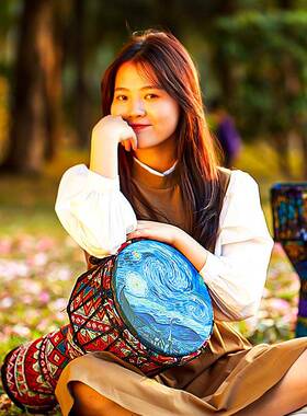 拓米C.非洲鼓儿童初学者85寸10NNH.5寸手鼓PPVC绑绳手拍鼓V可调音