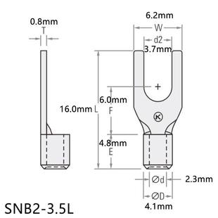 S形NB32 .5L冷压紫铜国标PAO叉端接子Y型U型裸端头铜线鼻M3.7线端