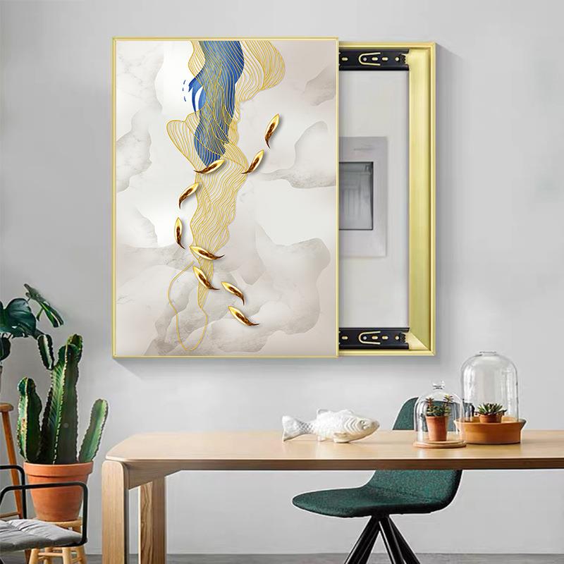 鱼图电表箱装TID饰画竖代简现九约配电箱壁画款轻奢电闸遮挡开关