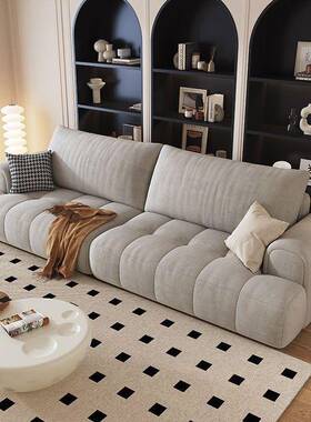 奶油风泡芙布棉花糖猫抓朵沙发客厅小户直FFN排三人位云科技布沙