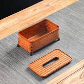 手编大漆纸巾复古中工式 带提盒手抽纸盒长方圆形客餐厅书573房茶