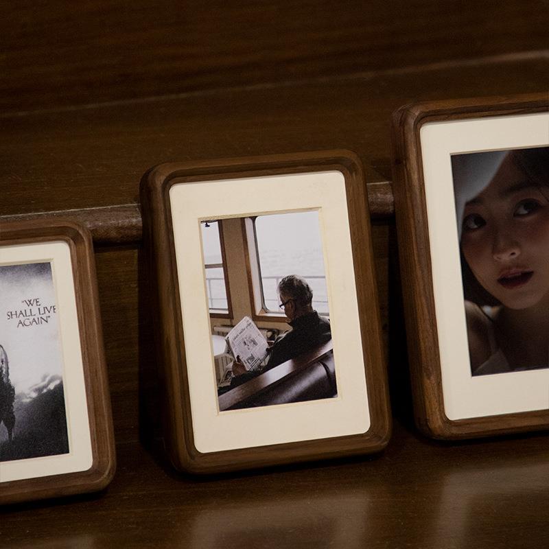 胡实木圆角相框摆台洗黑照片装裱67810寸儿童桃照片OPF挂墙