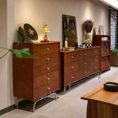 法式六复古实木柜九斗客厅靠墙室中古风边柜五斗收纳柜卧LUI斗柜