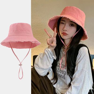 Summer Fisherman Cap for Women Korean Pink Large-Brimmed Buc