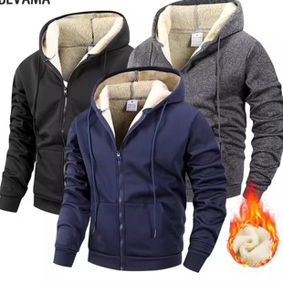 Winter Men's Zipper Jacket Fleece Warm Windproof Hoodies Hea