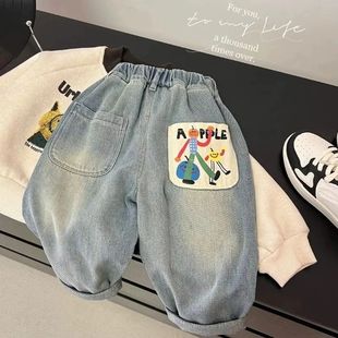 Toddler Boys Denim Pants, Cotton Anime Print Cozy Jeans