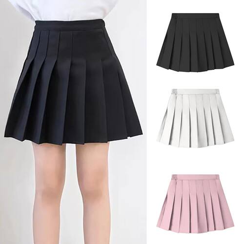 Girls Summer Dress Kids Fashion Solid Color Pleated High Wai