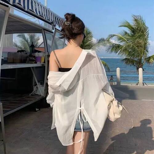 Thin Long Sleeve Sunscreen Shirt Woman Korean Fashion Back