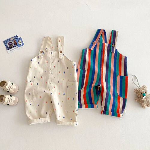 2025 Spring New Kids Clothes Fashion Overalls Polk Dot Jumps