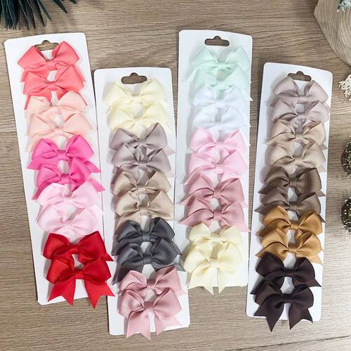 10Pcs/Set Solid Color Kids Bows Hair Clips for Baby Girls