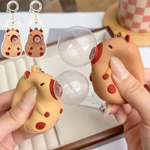Capybara Pinch Music Toy Blowing Bubble Keychain Girls Capyb