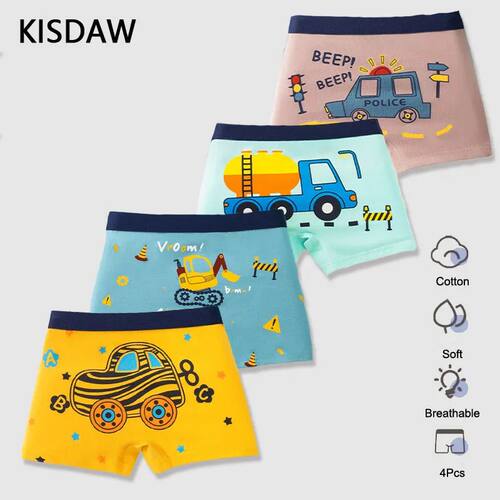 4 Pcs/Lot Children Panties Cotton Underwear For Boys 3-14