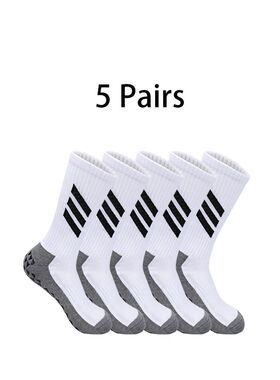 5 Pairs Football Socks Grip Anti Slip Soccer Socks Sports