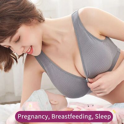 Cotton Nursing Bra for Pregnant Women Padded Ribbed Wire-Fre