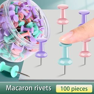 100Pcs Pink/Green/Purple Mixed Push Pins Thumb Thumbtack