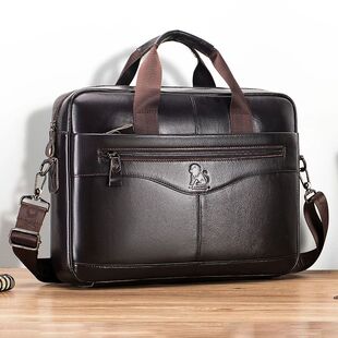 Cowhide computer bag, 14 inch large capacity genuine leather