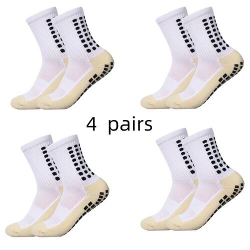 4 pairs of men's soccer socks non-slip grip pad football bas