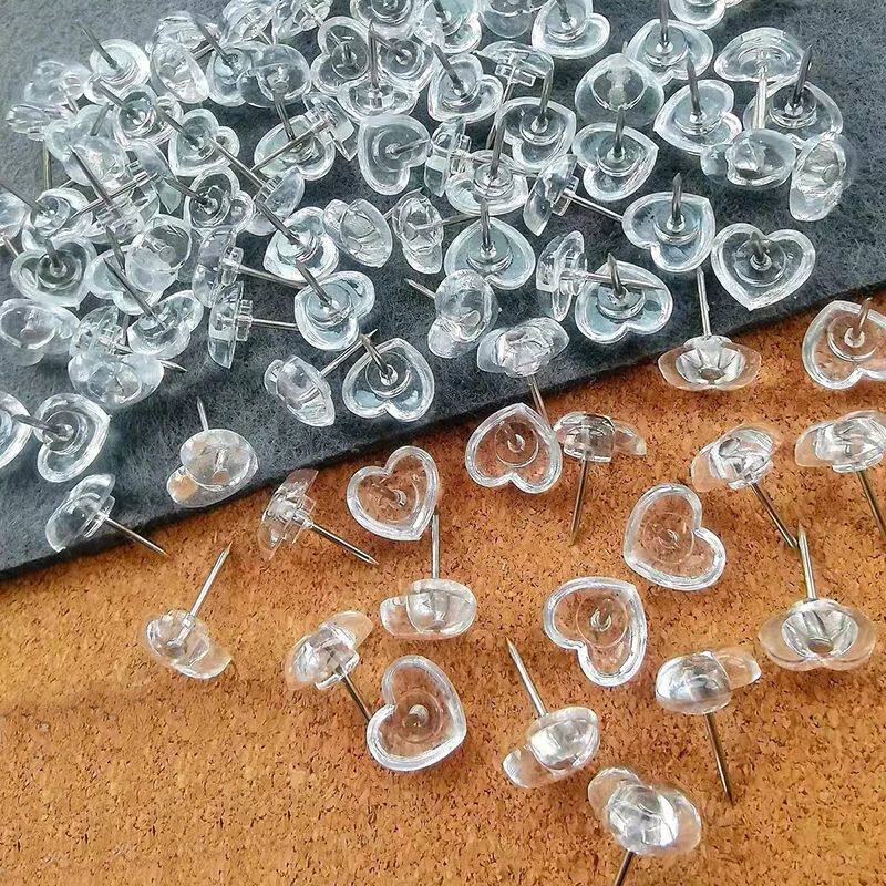 100 pcs Transparent love heart push pins thumbtacks peach