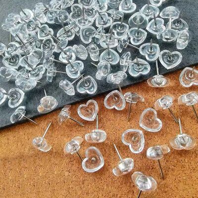 100 pcs Transparent love heart push pins thumbtacks peach