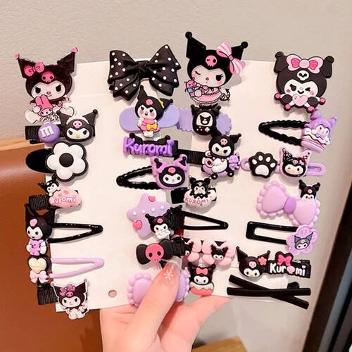 14Pcs/set Kawaii Cute Kuromi Stretch Bow Hair Tie ForKids