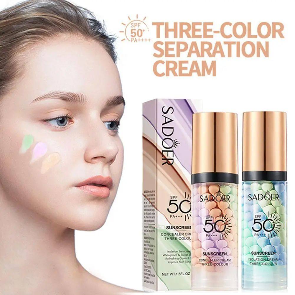 Face Makeup Primer Tri-color Cream Contour Color Isolation