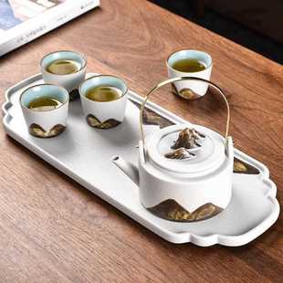 新款 家用泡茶陶瓷茶杯茶盘粗陶办公室提 直销日式 小套功夫茶具套装